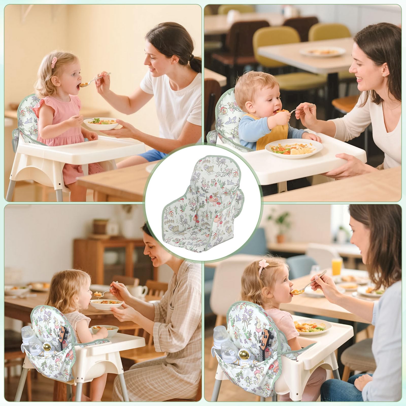 Lomgwumy highchair cushion perforated bottom helps secure the chair and prevent slipping.