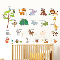 LOMILY Animals Learning Wall Stickers show playful animals for a bright playroom decor and learning
