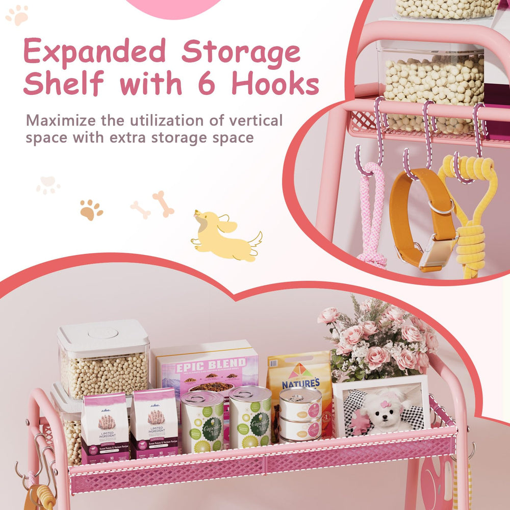 Lomivra dog toy basket side with hooks highlighting hanging leash and collar organization.