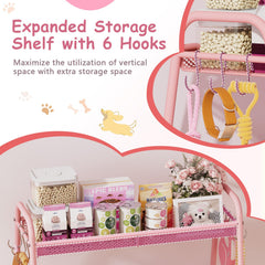 Lomivra dog toy basket side with hooks highlighting hanging leash and collar organization.