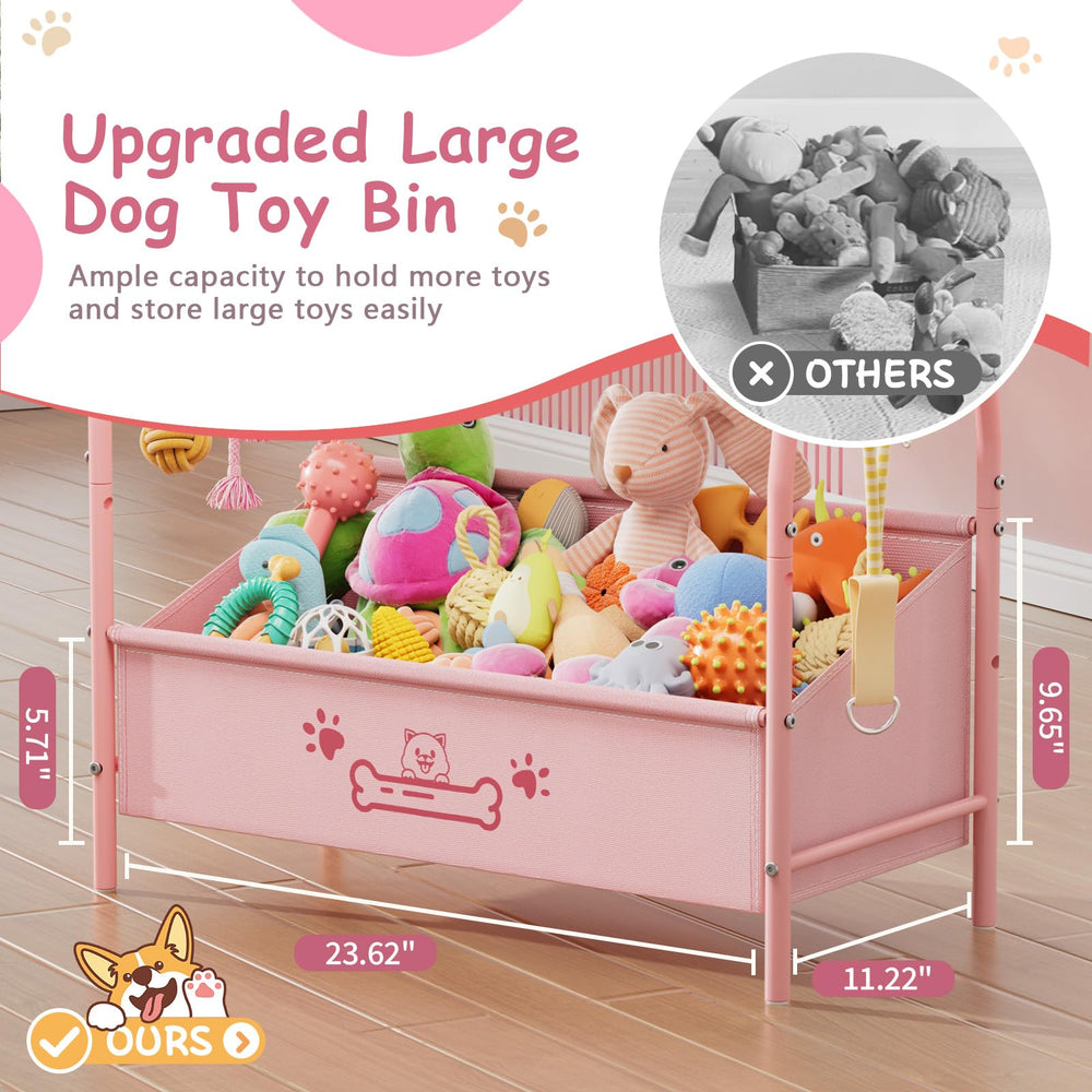 Lomivra large dog toy basket top shelf demonstrates extra storage for treats and tools.