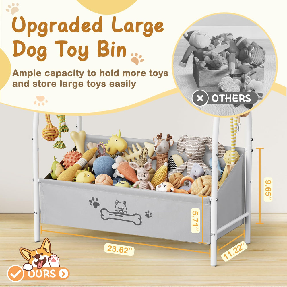 Lomivra dog toy basket showing side hooks for leashes and collars