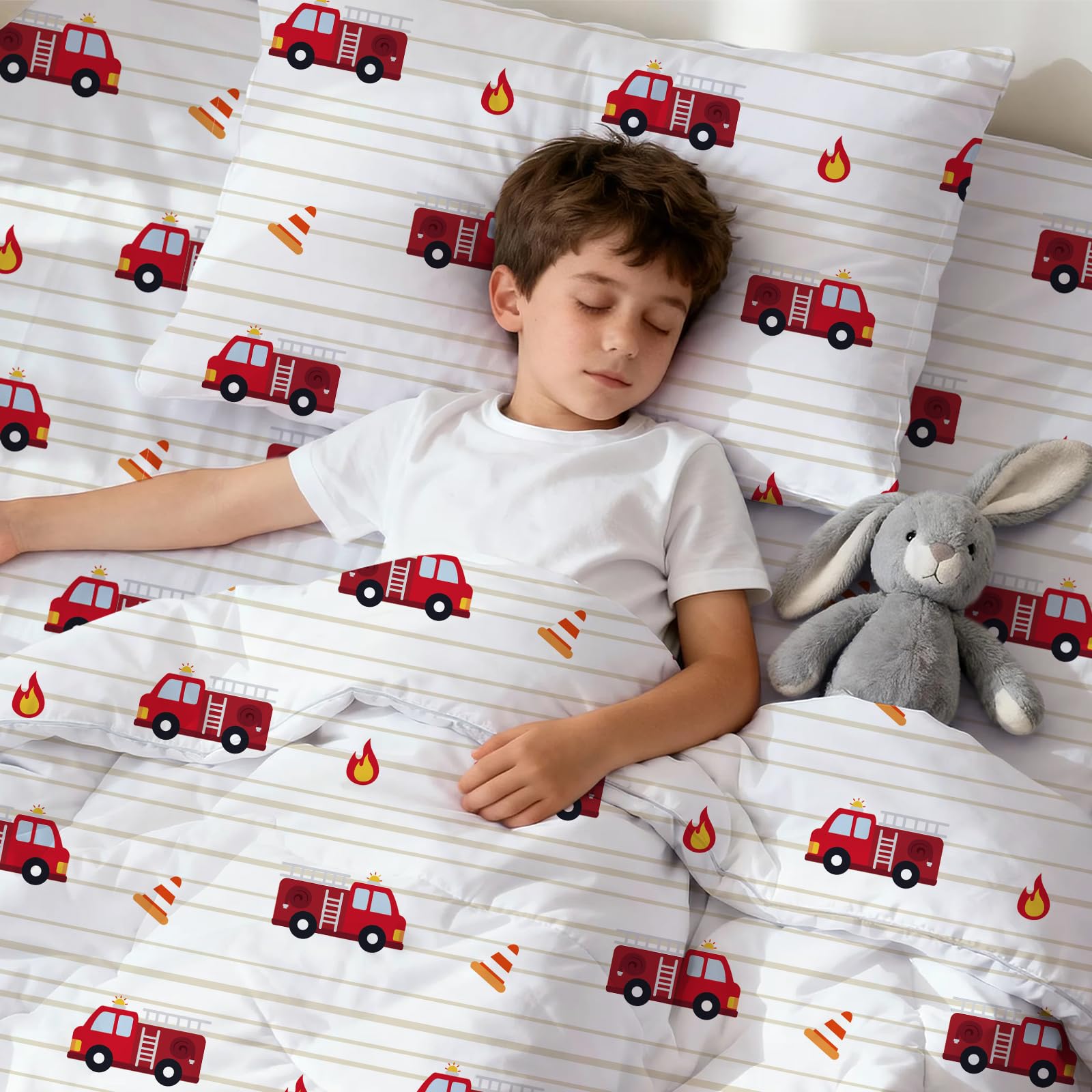 LONAVA fire-truck print with bright colors that resist fading.