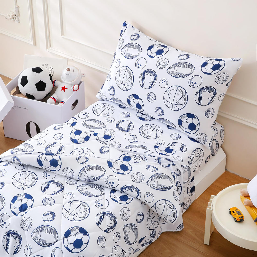 LONAVA toddler comforter set with ball-sports pattern for playful bedtime style and warmth