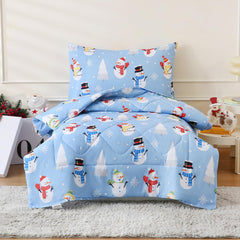 LONAVA Winter toddler comforter set snowman print adds playful bedroom decor with kid-friendly warmth.