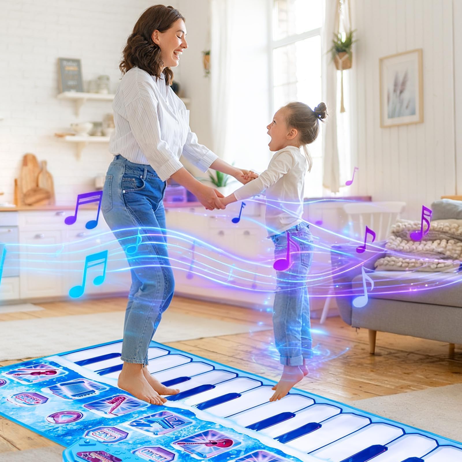 Lonfliness piano play mat foldable design enables easy storage after play