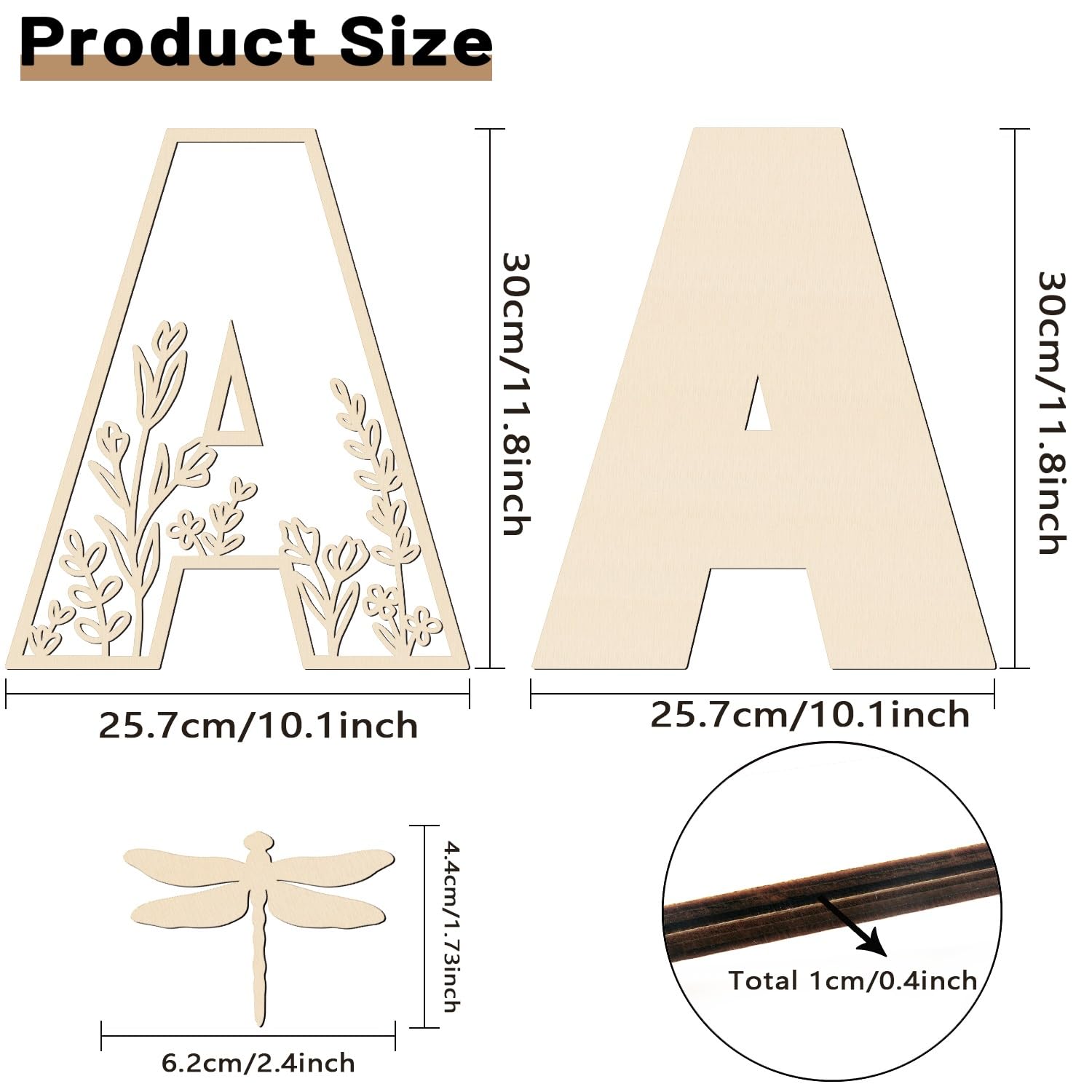 Longan Craft layered 12in letters flower detail for floral-themed room decor