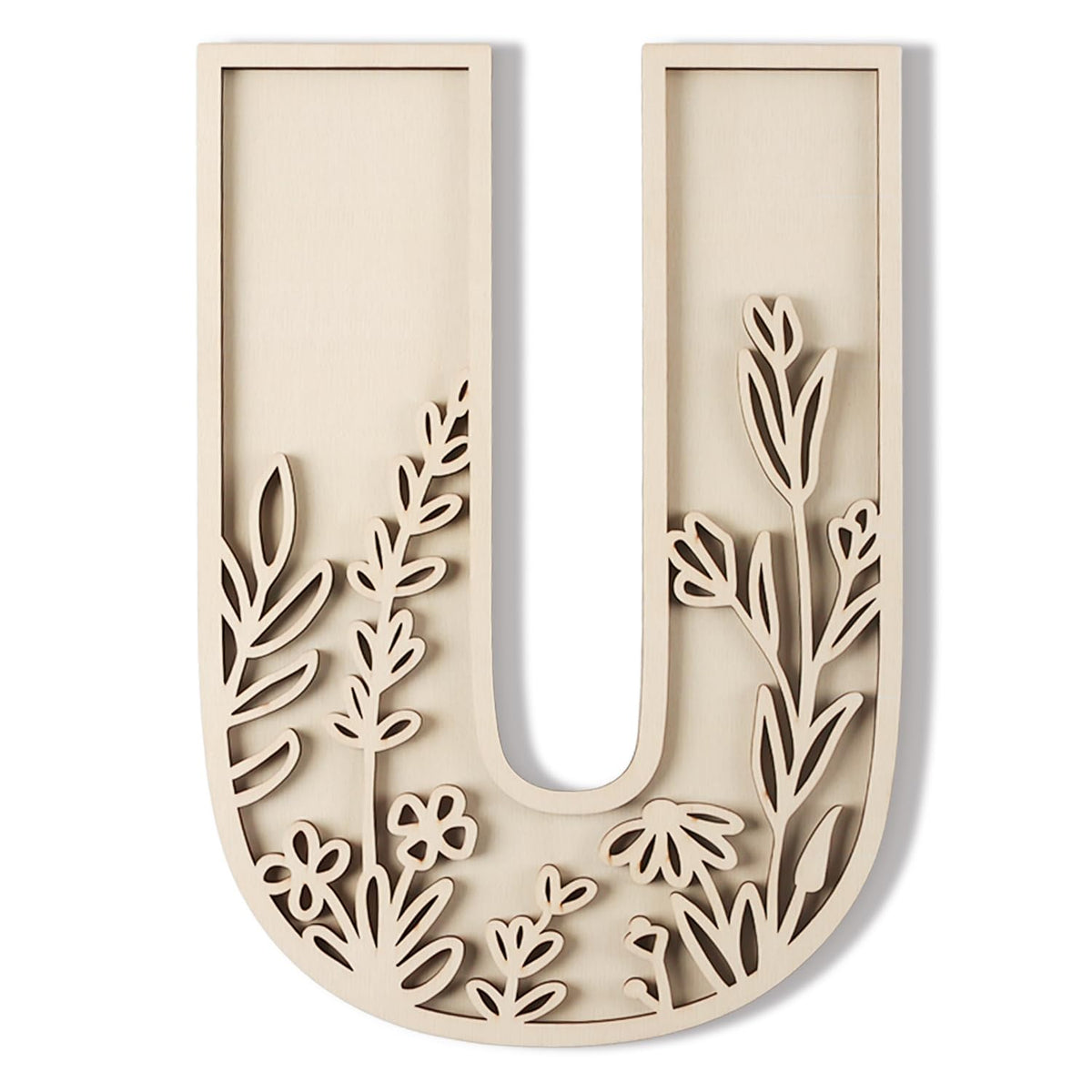 Longan Craft layered 12-inch wood letters for wall decor, ideal for nurseries and personalized signs.