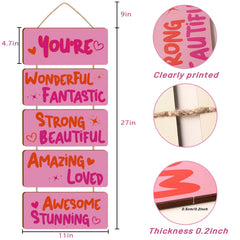 Longan Craft pink room decor hanging wall plaques back view shows easy installation