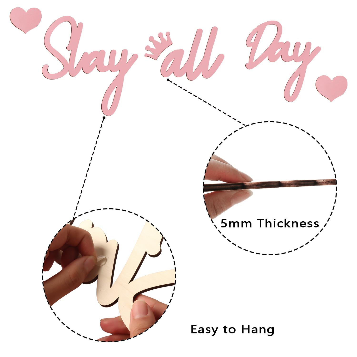 Longan Craft Slay All Day Sign hanging dots allow quick, simple installation.