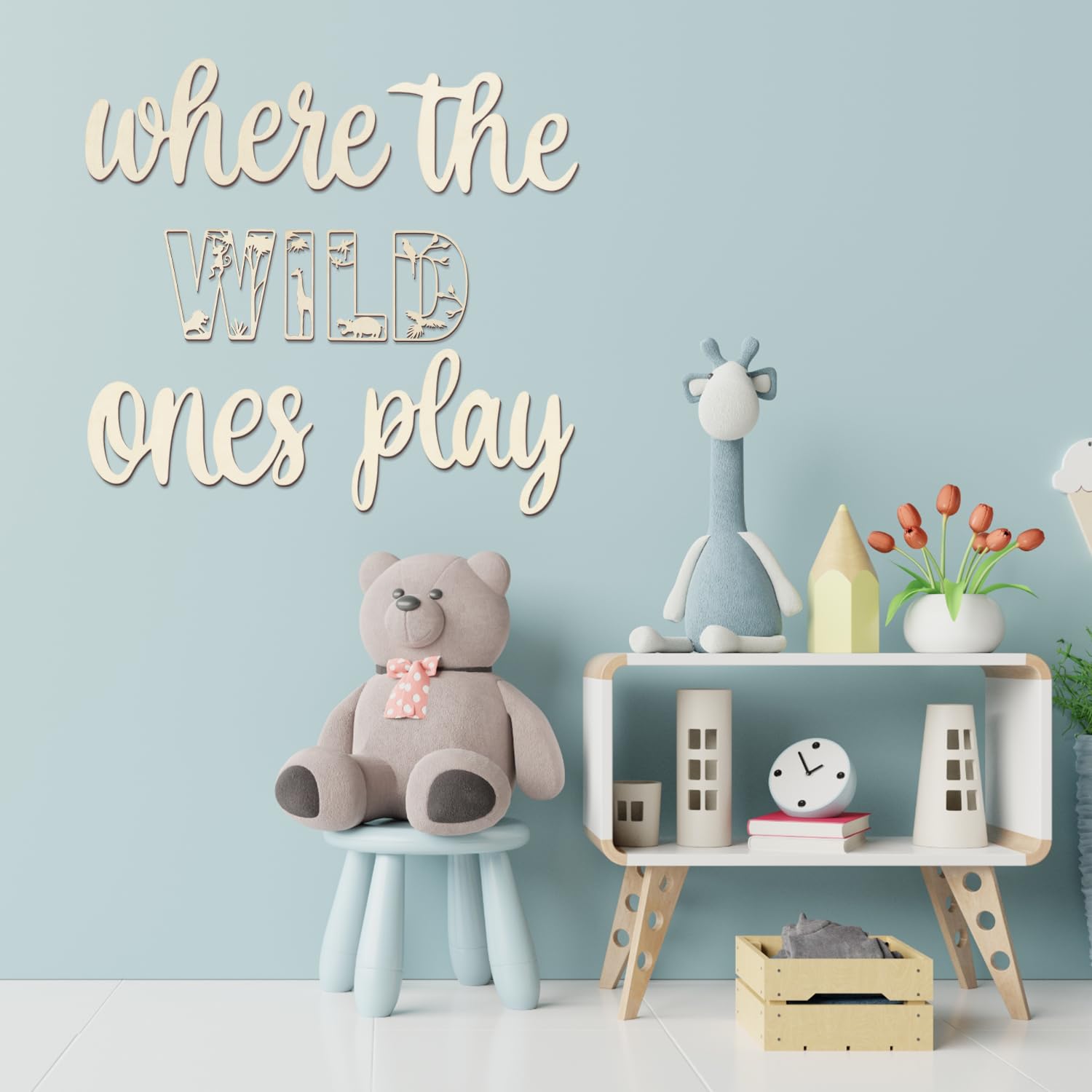 Longan Craft Where The Wild Ones Play Sign piece 5, easy to paint for personalized decor.