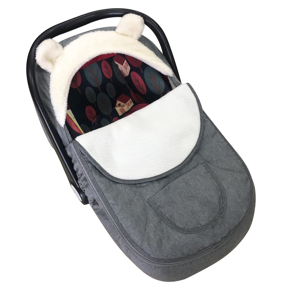 Longdafei baby car seat cover, 2-in-1 detachable, protects newborns from wind and dust.