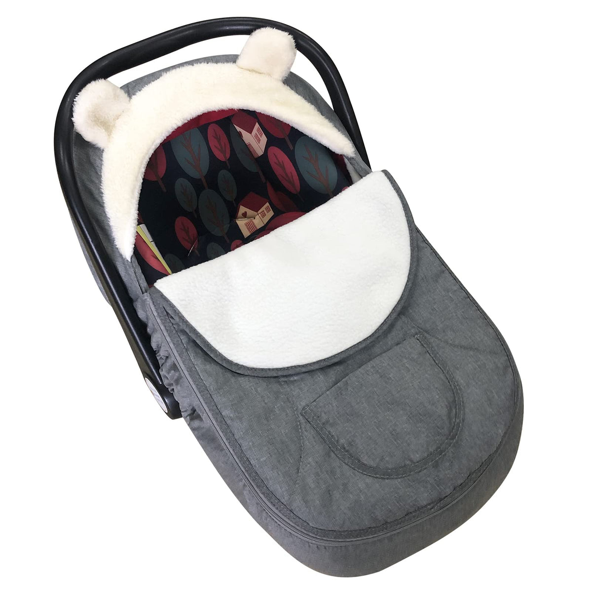 Longdafei baby car seat cover, 2-in-1 detachable, protects newborns from wind and dust.