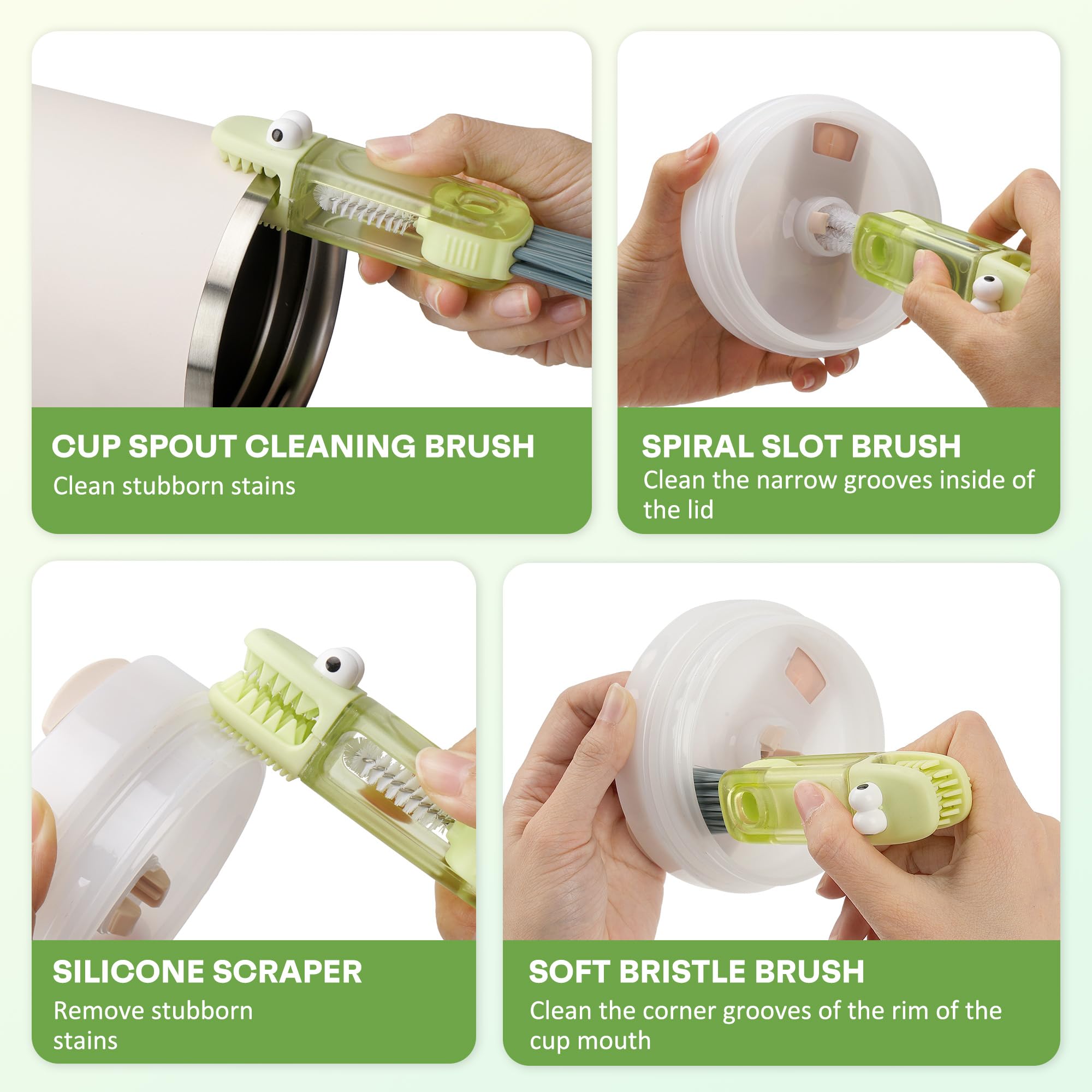 Longjoy bottle-cleaner set with silicone scraper eases grime from bottles and lids.