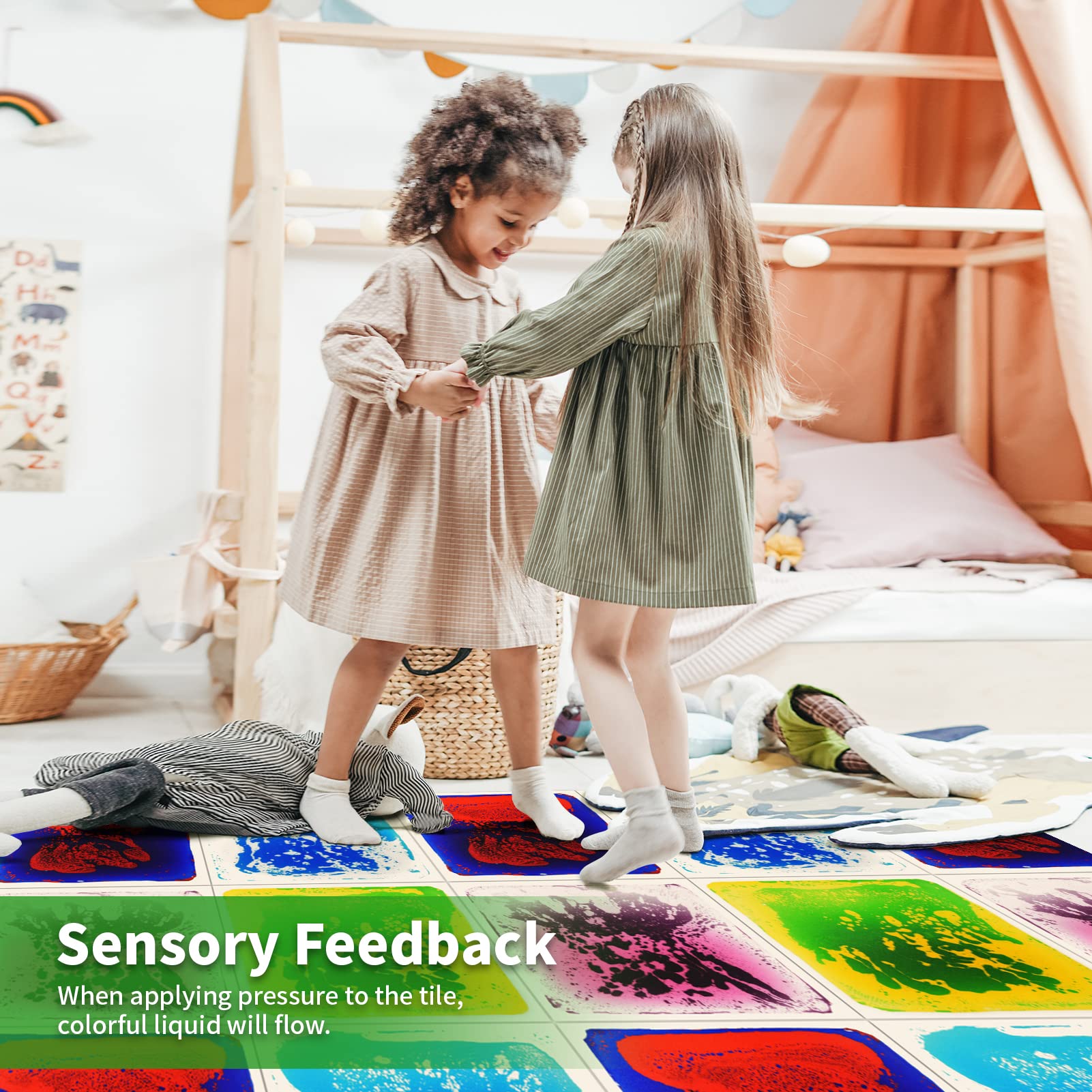 LONGKING sensory tiles bright colors in motion invite active play.