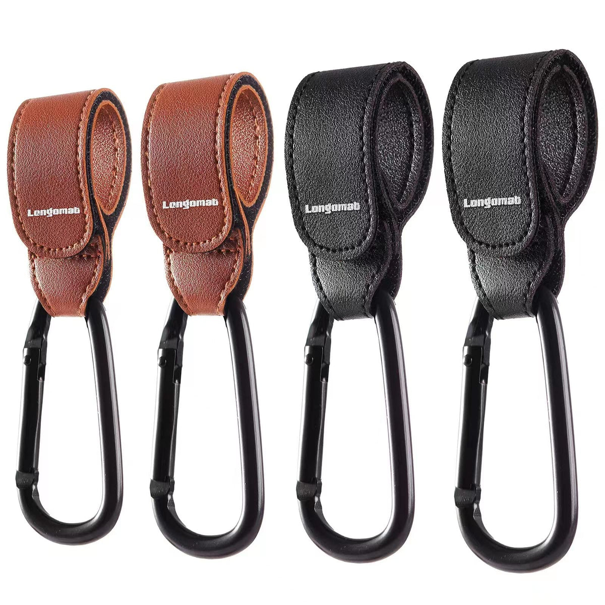 Longomat 4-pack stroller hooks on a handle securely hold bags for hands-free shopping