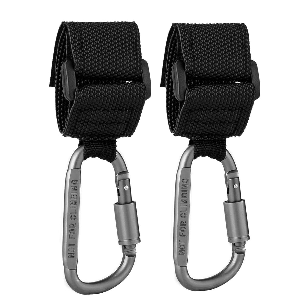 Longomat stroller hook with anti-theft lock secures valuables.