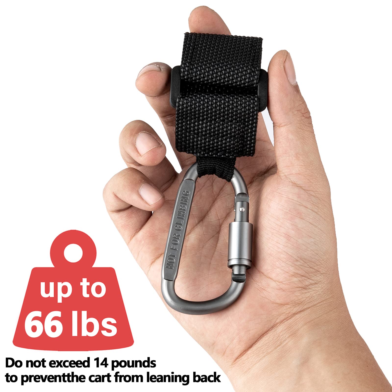 Longomat stroller hook with Velcro strap for quick mounting.