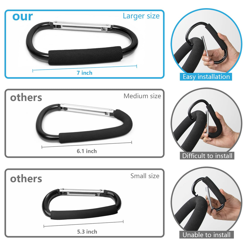 Longomat stroller hooks two-pack lets you organize multiple bags on most strollers.