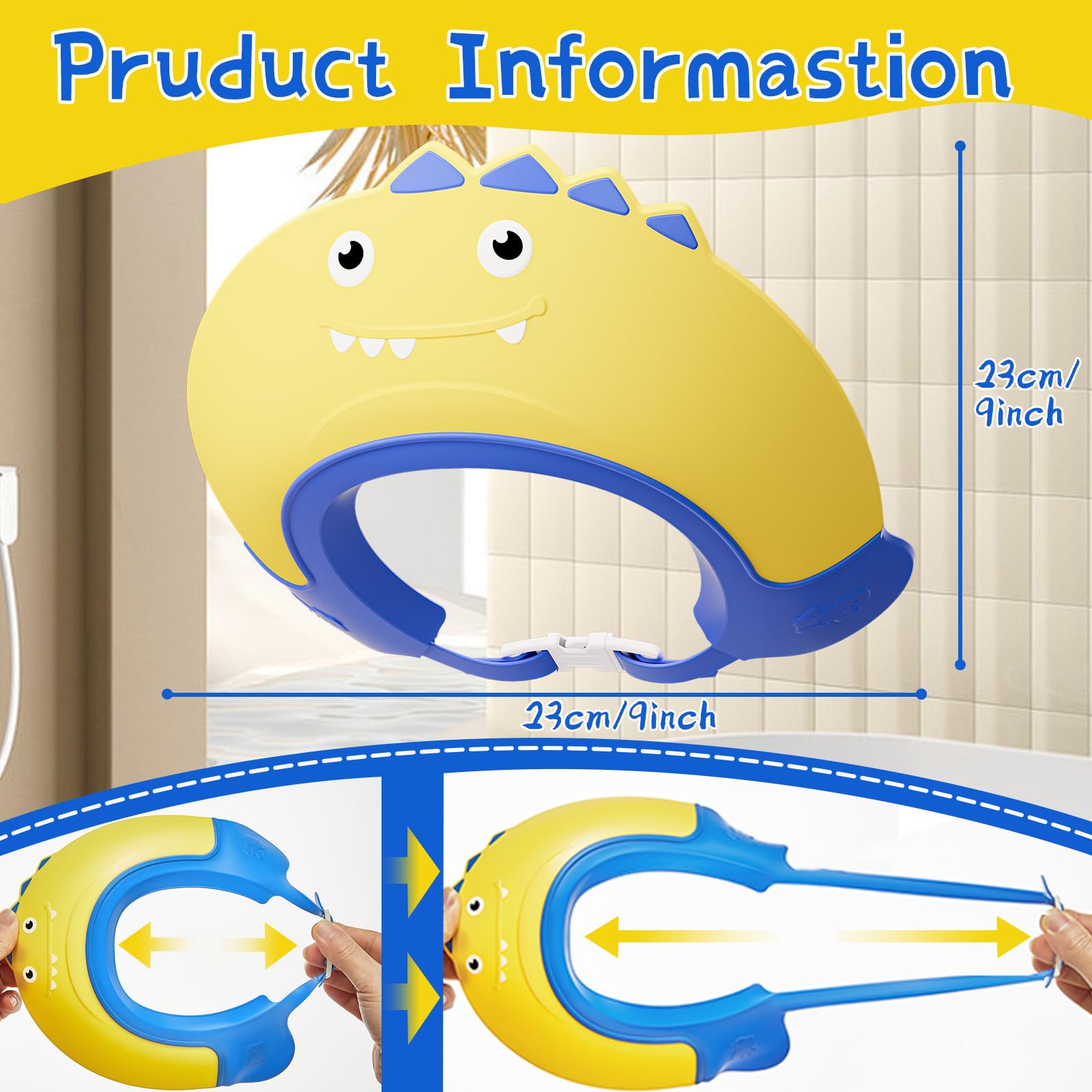 Lonlown baby shower cap eye ear protection keeps face dry.