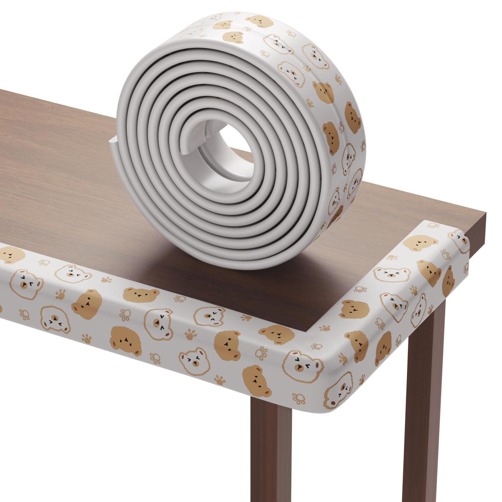 Lonlown bear-themed edge protector on table edge showing safety cushioning.