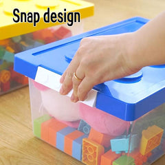 Loobuu baseplates-compatible bin shows stable stacking with building bricks.