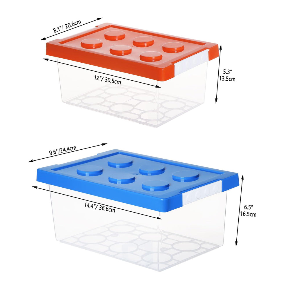 Loobuu small red-lid bin keeps toys visible and easy to grab.