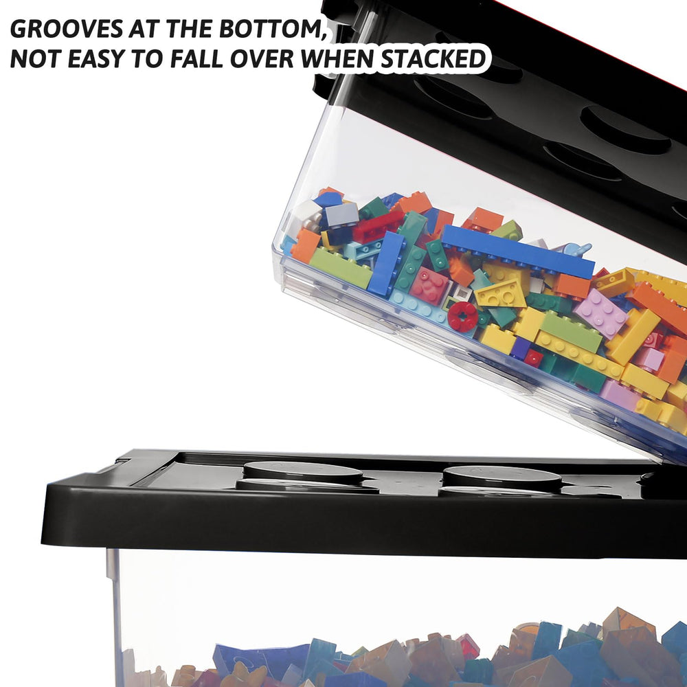 loobuu clear containers with dust-proof lids simplify quick toy identification.