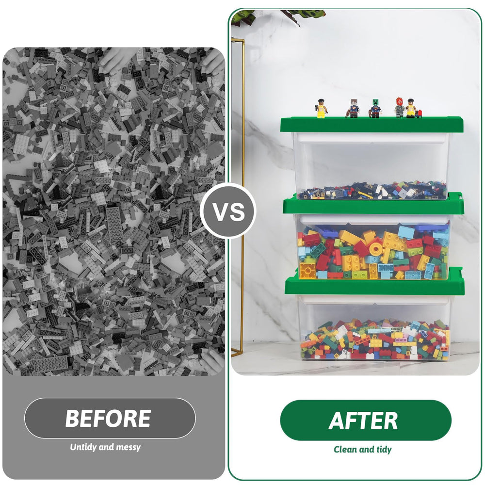 Loobuu lego-bricks storage box keeps colorful blocks organized and easy to grab.