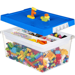 Loobuu storage bin blue with removable tray for easy craft organization