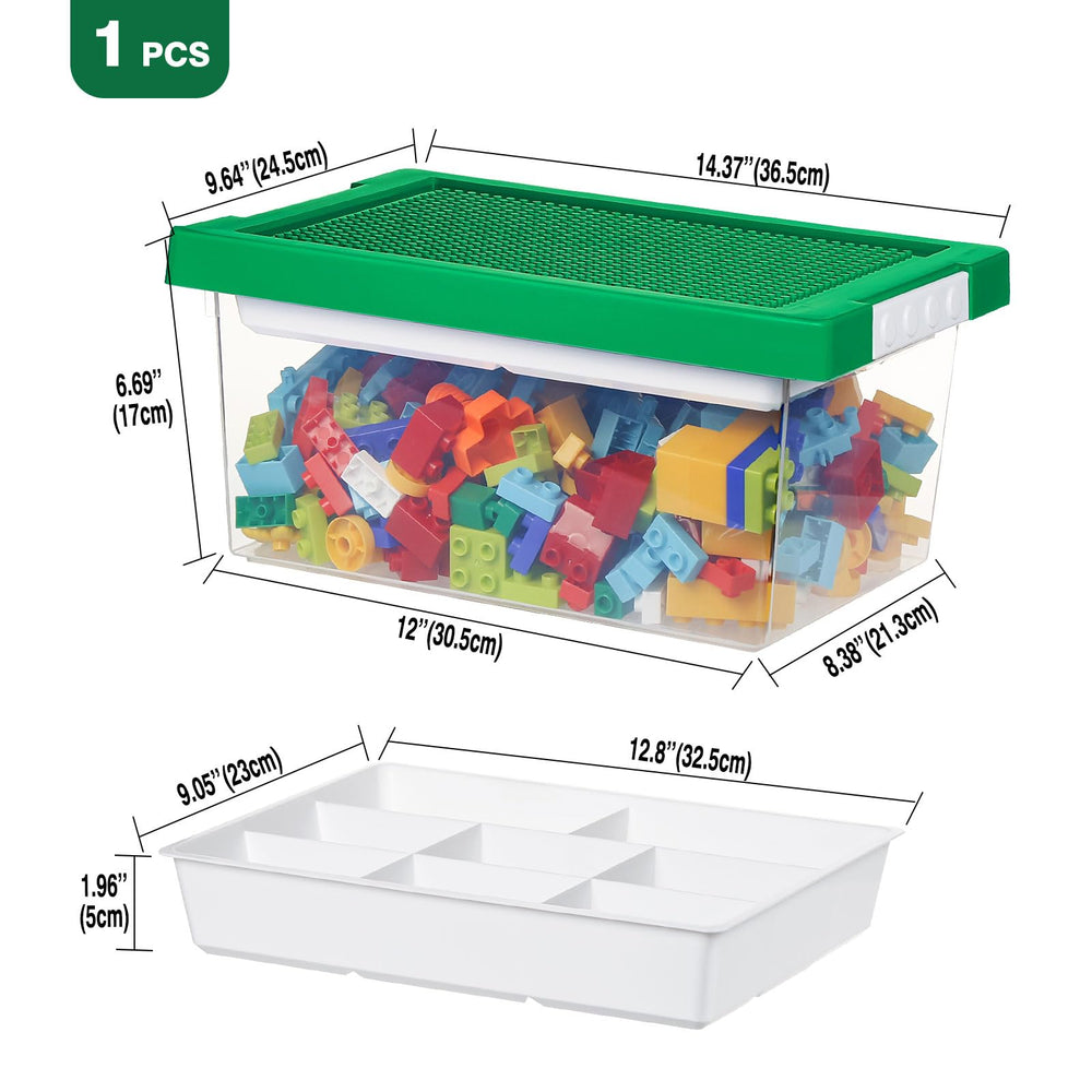 Loobuu storage bin with removable tray for flexible 8-compartment organization.
