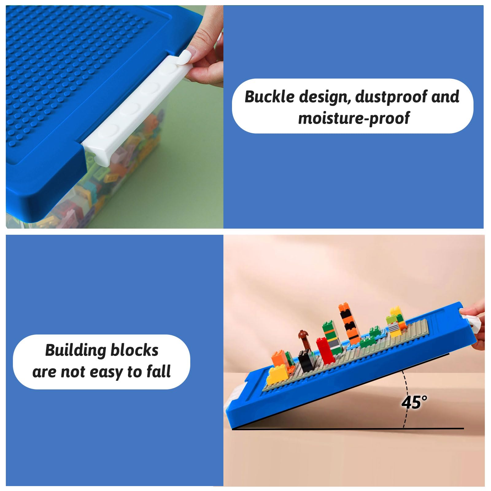 Loobuu toy bricks baseplate compatibility enables creative storage and play