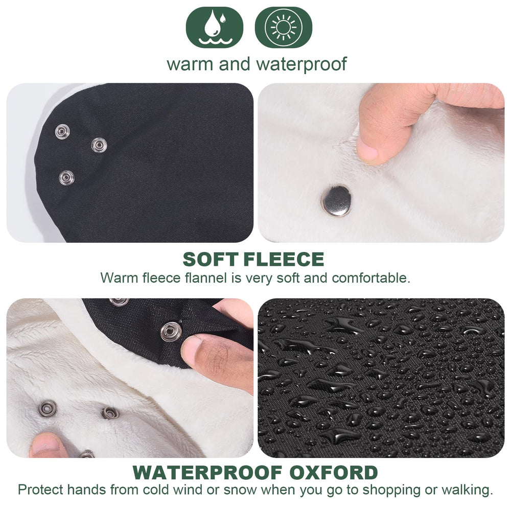 LooKu hand muff features soft fleece lining for cozy warmth.