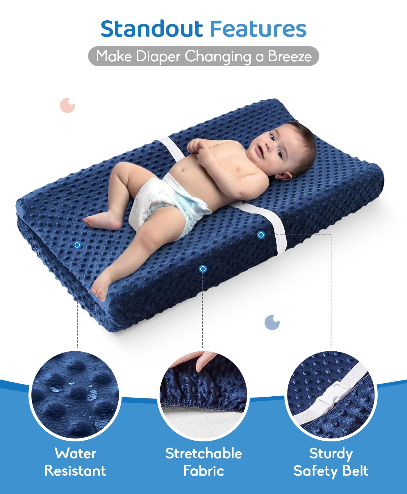 Loonah changing pad cover removable machine-washable for quick cleanup after messes.