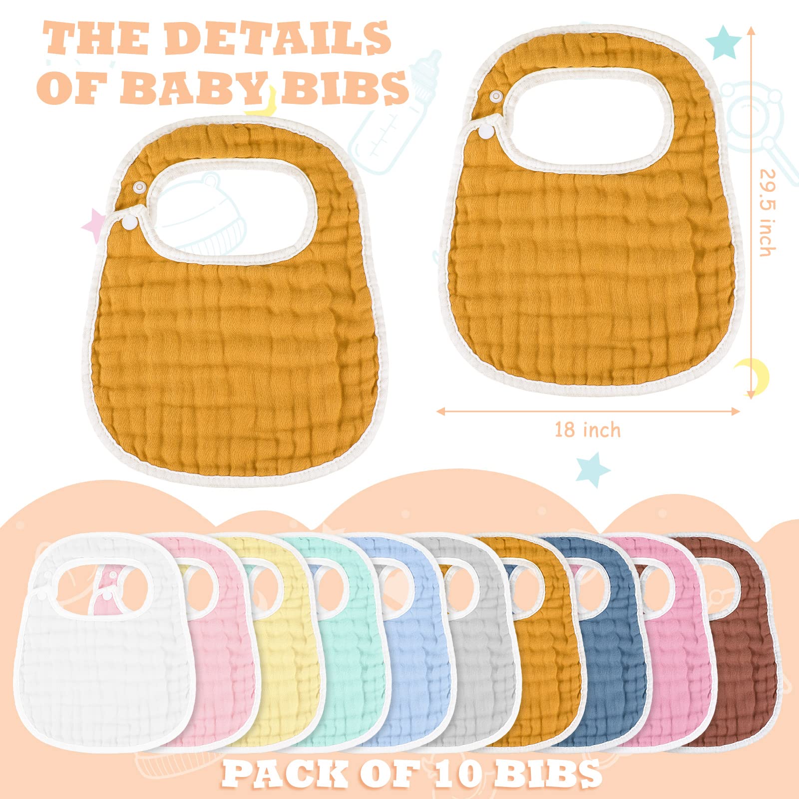 Loopeer bib with side snaps shown; adjustable fit for growing babies.