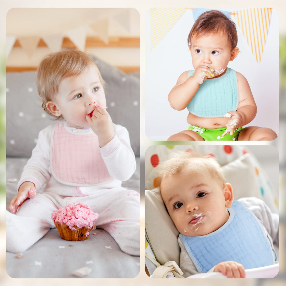 Loopeer square-design bib provides full coverage during feeding.
