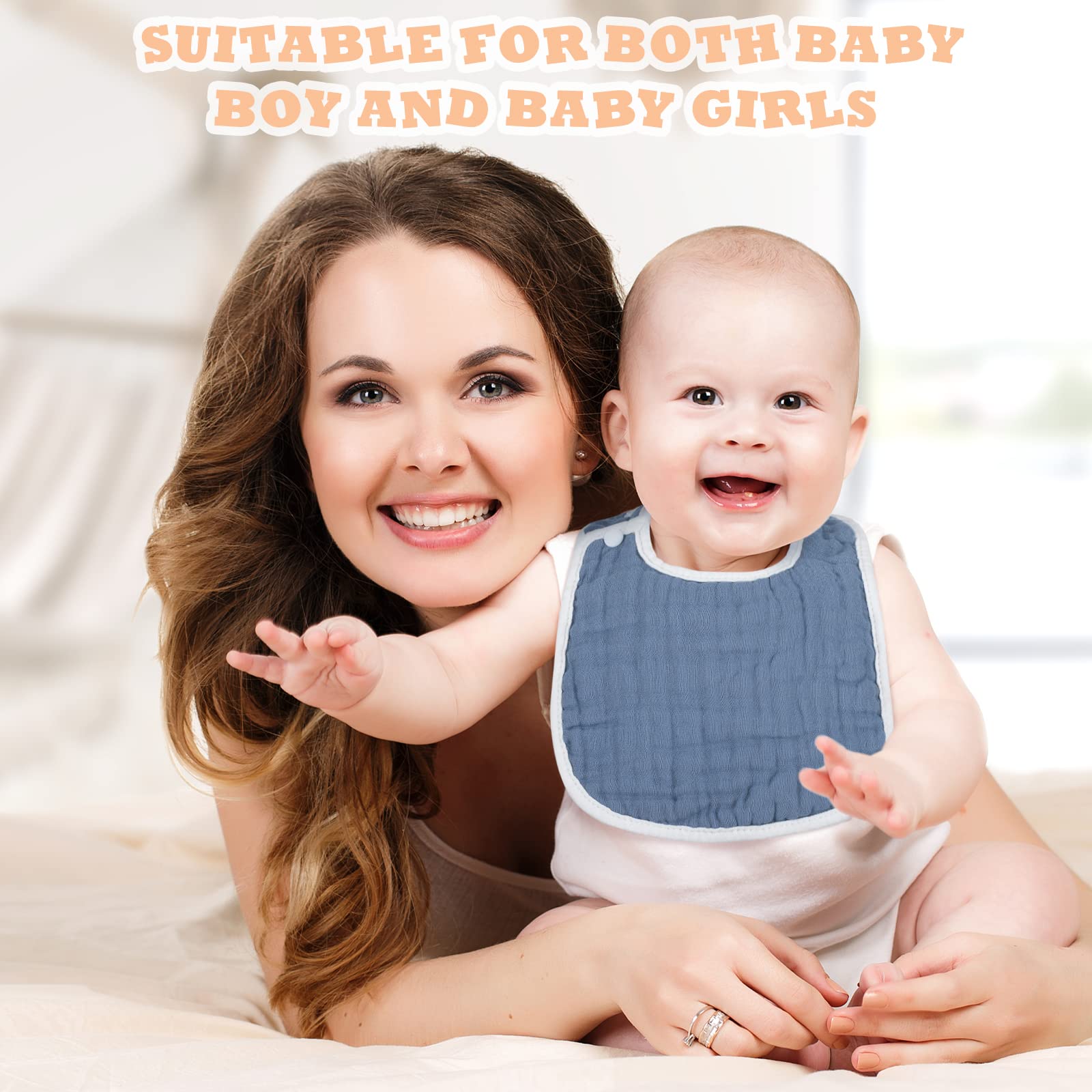 Portable, travel-ready bibs fit easily in a nursery bag.