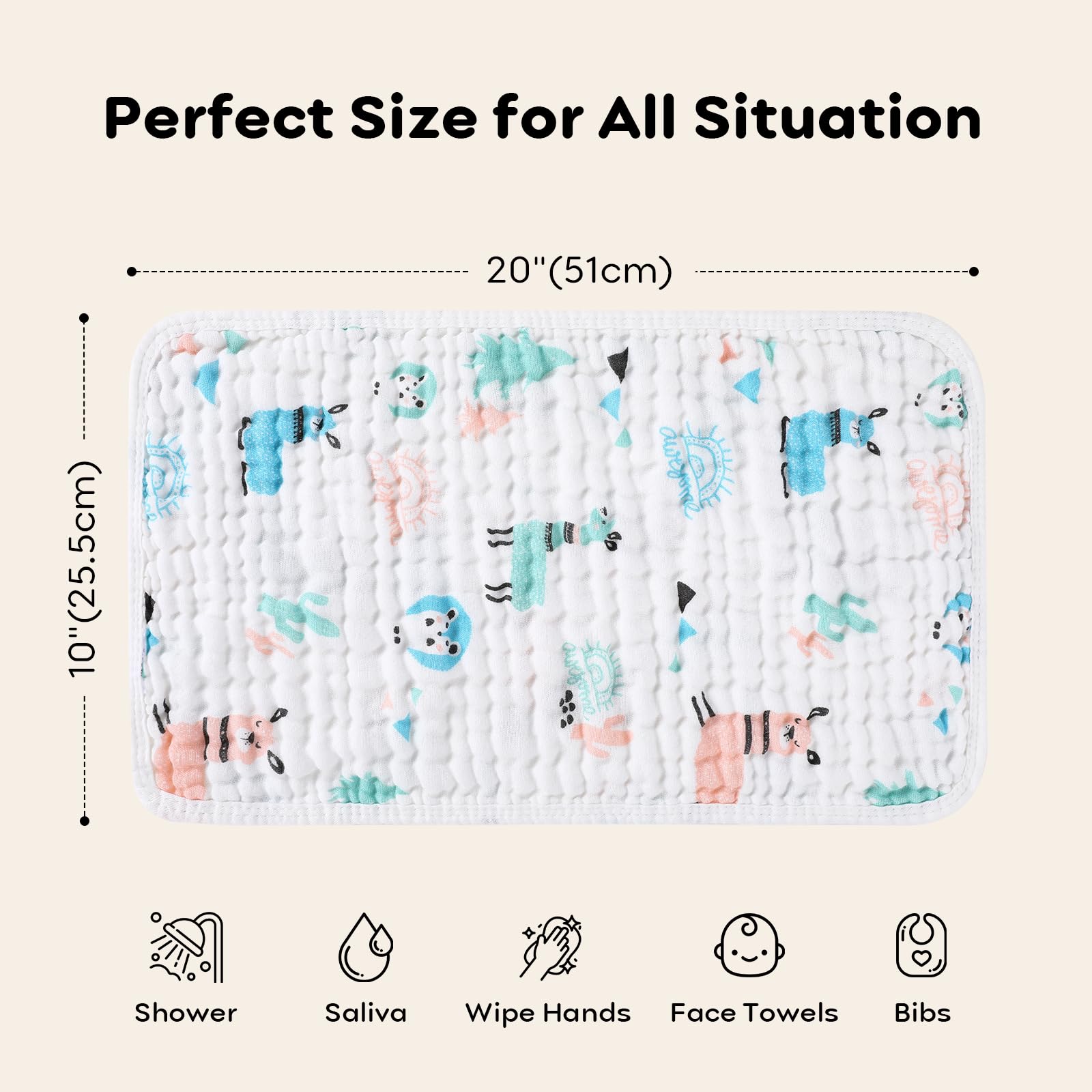 Looxii alpaca-design muslin burp cloths mix cute look with practicality
