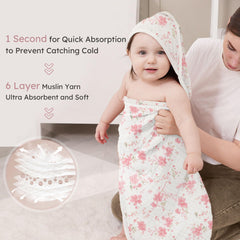 Looxii 6-layer muslin towel, highly absorbent for quick drying after baths.