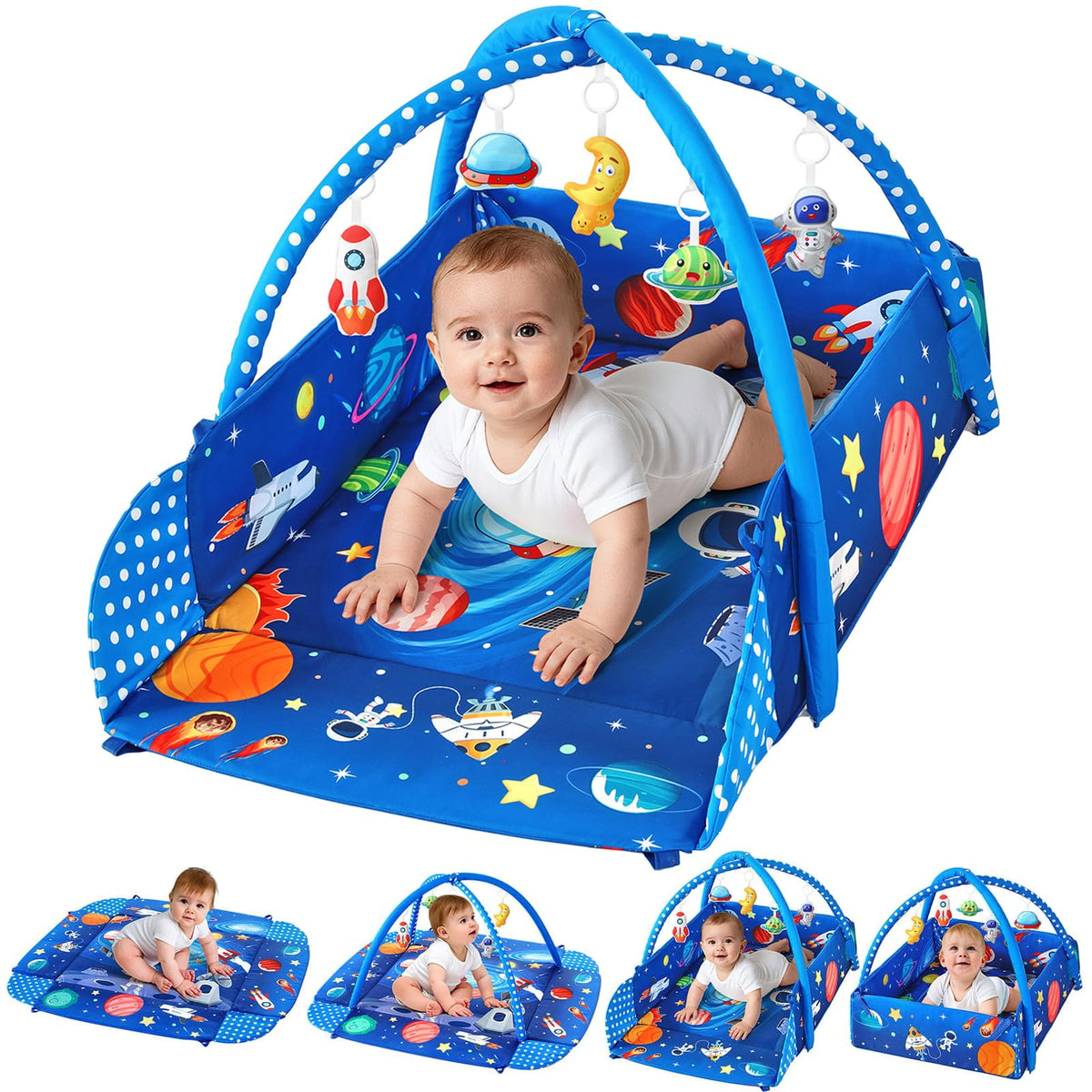 Looxii baby play gym full mat blue supports tummy time and safe, cozy exploration.