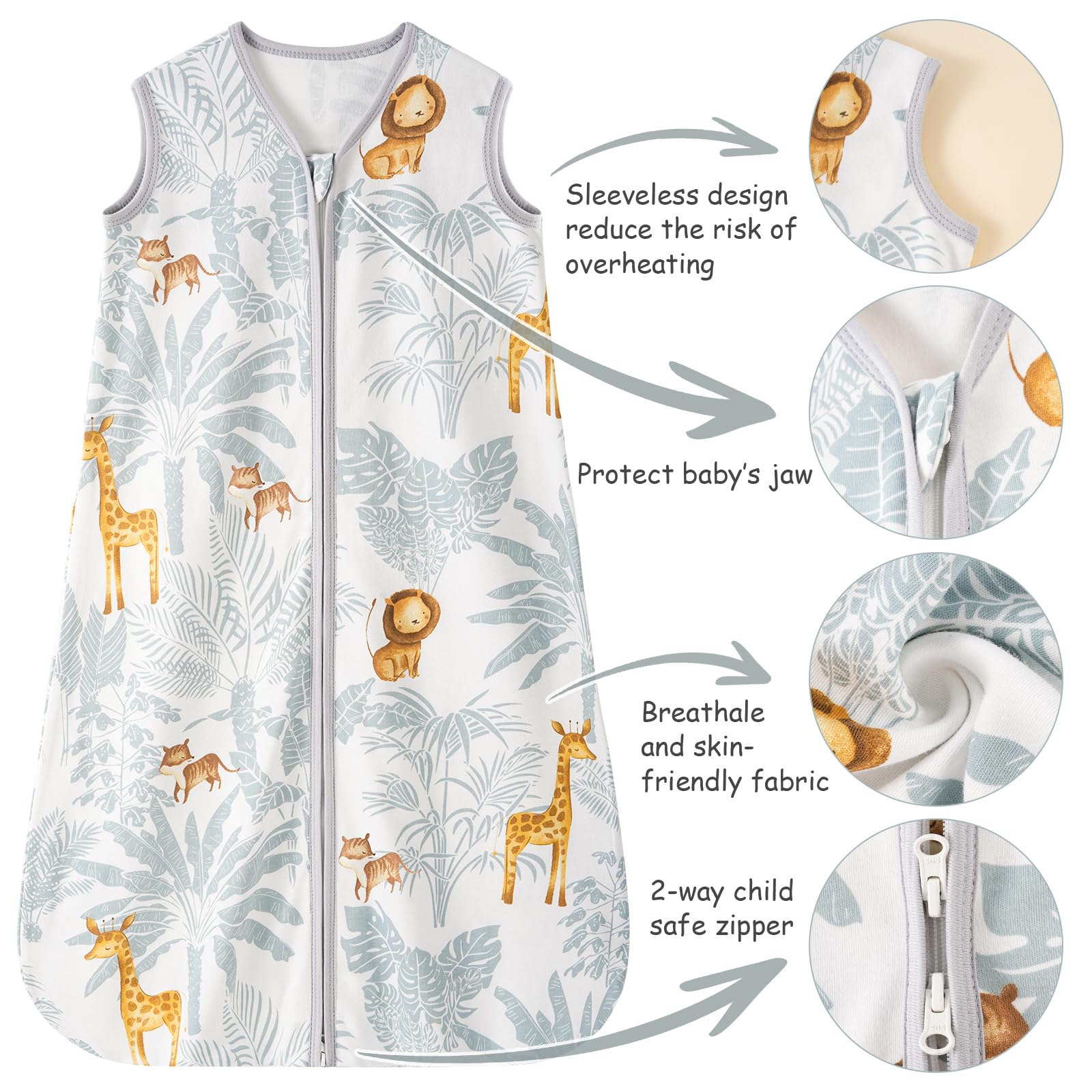Looxii Sleep Sack neck and arm openings ensure a secure fit.