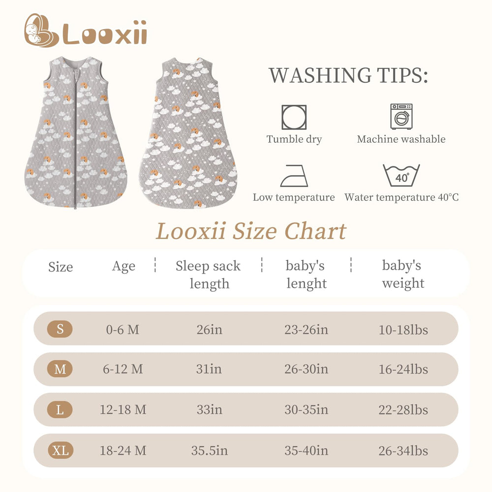 Looxii baby sleep sack durable quilt pattern keeps filling evenly.