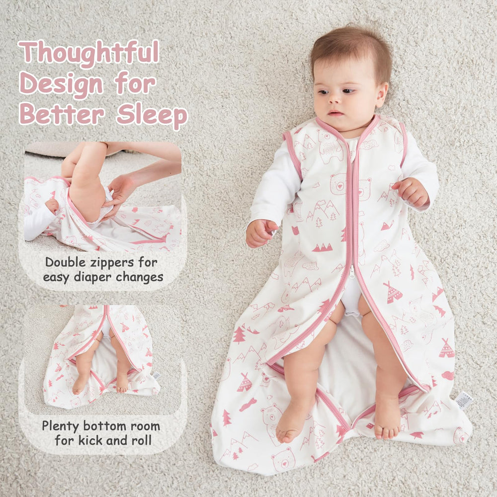 Looxii sleep sack fabric closeup showcases soft cotton texture ideal for sensitive skin