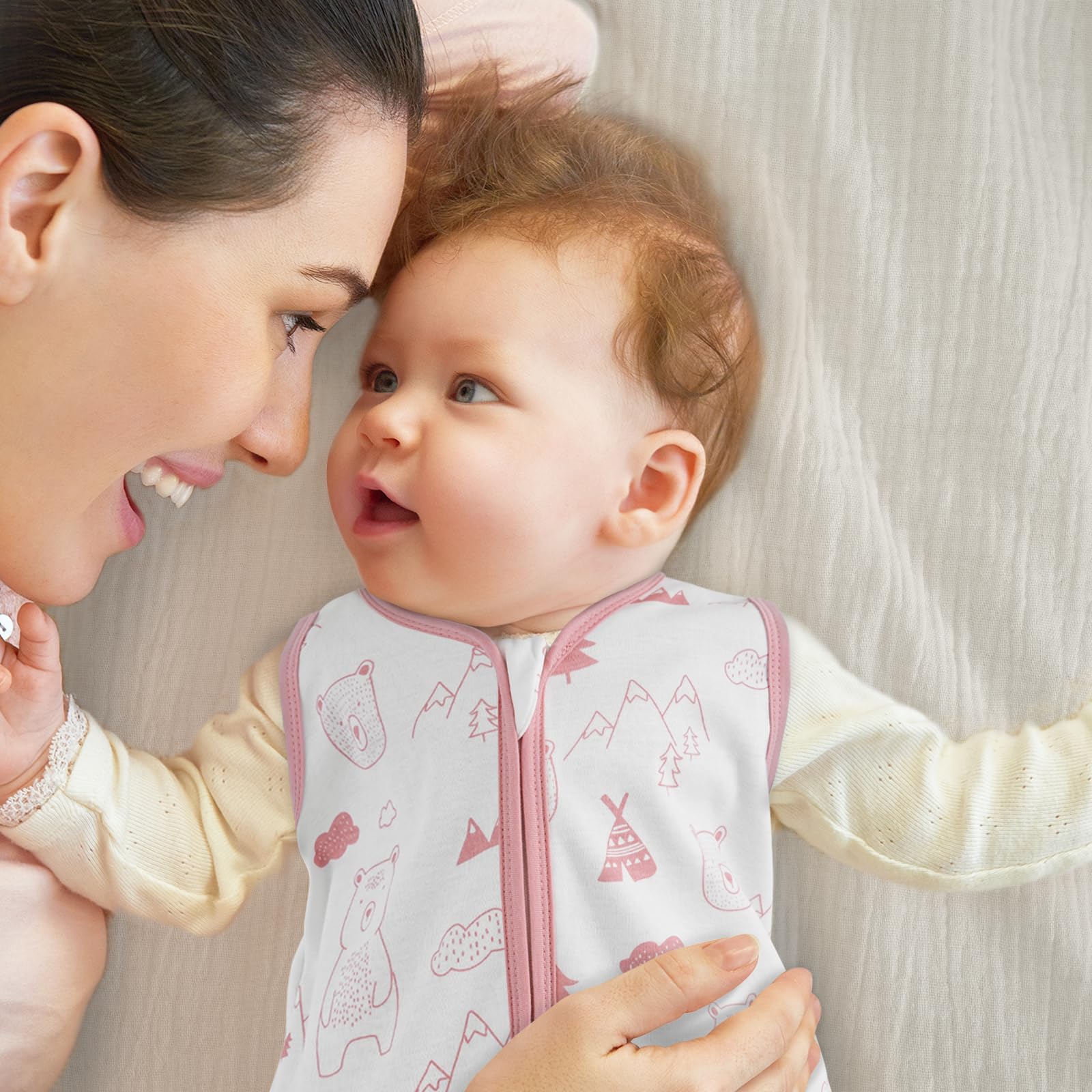 Looxii baby sleep sack growth-fit design suitable from newborn to 0-6 months.