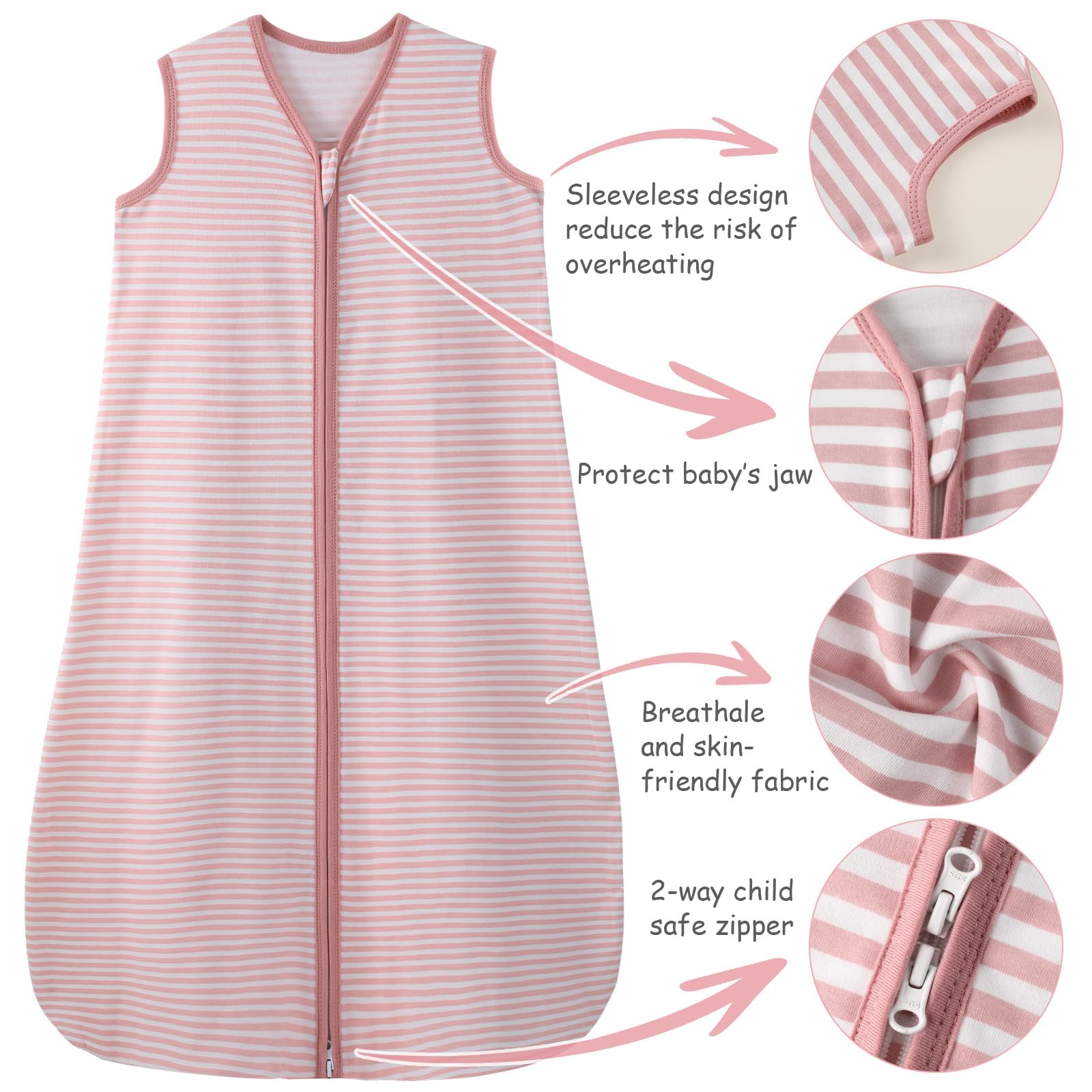 Looxii sleep sack zipper protector protects delicate skin during zipping