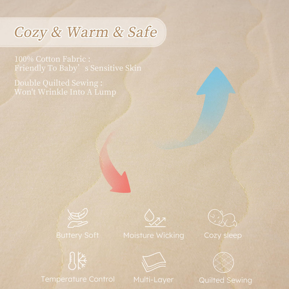 Looxii baby sleep sack size-chart: fits 0-6 months with room for movement.
