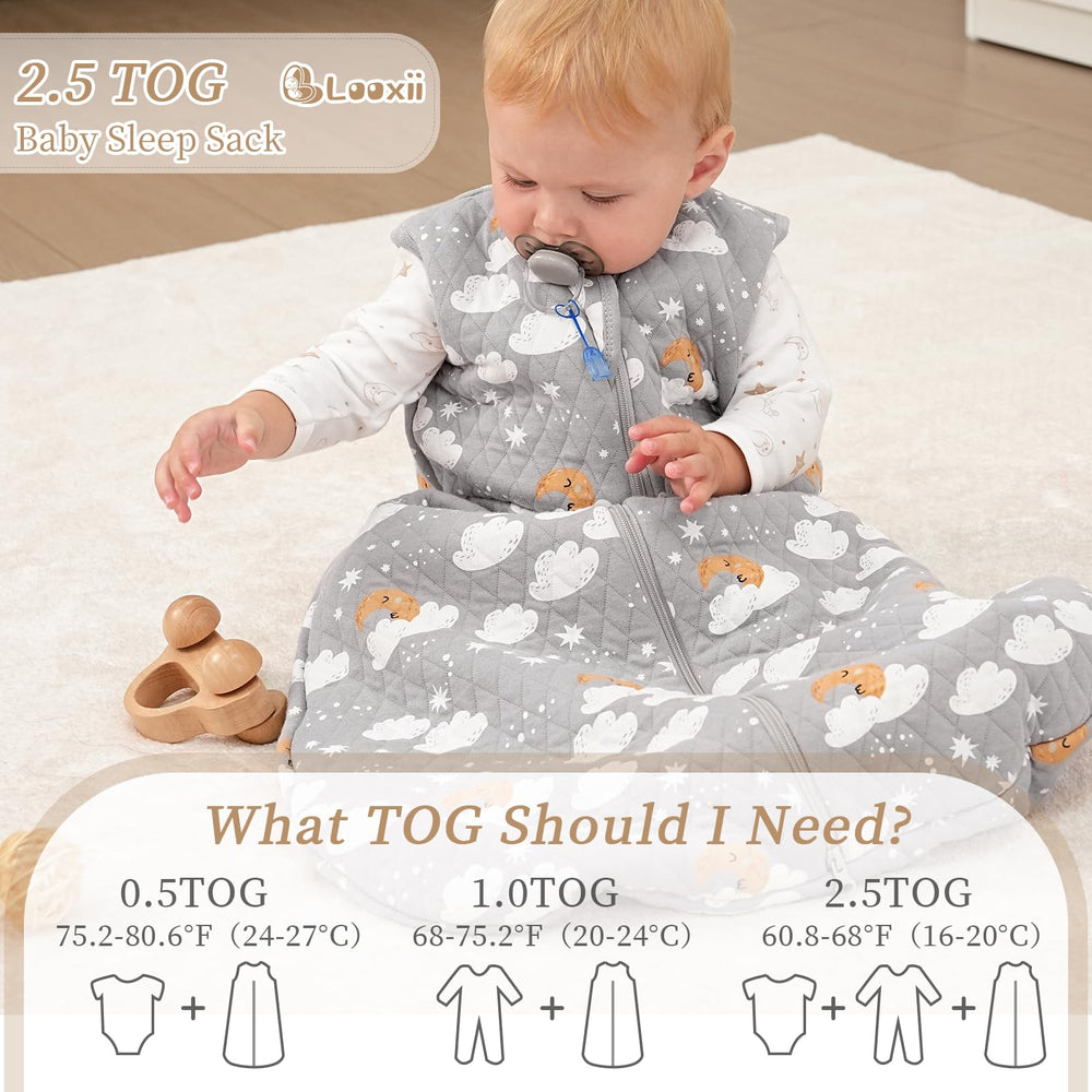 Looxii Sleep Sack offers winter warmth with 2.5 tog rating in cool rooms.