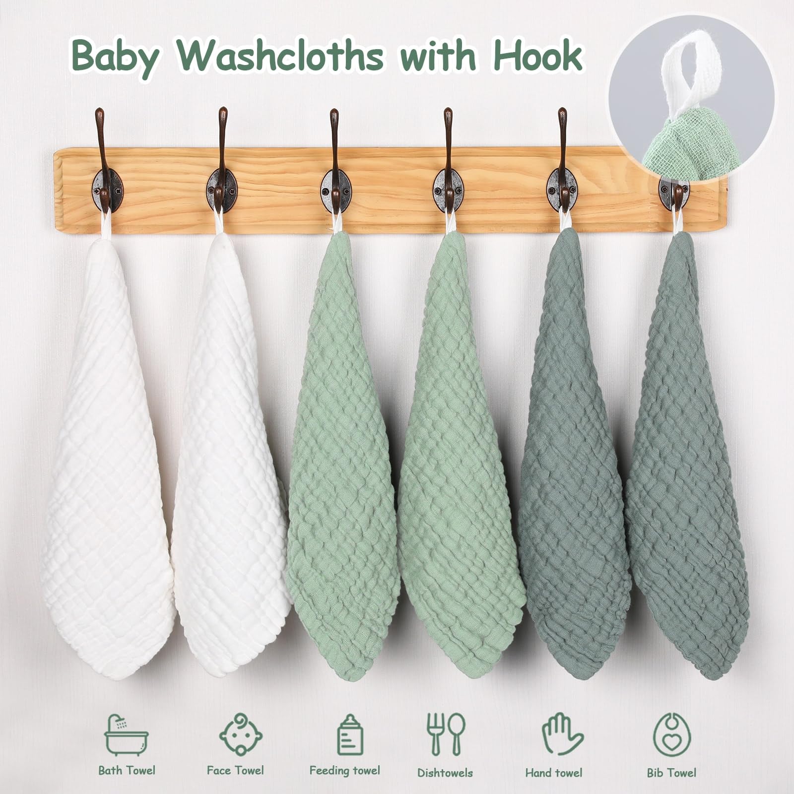 Looxii gradient green washcloth set in nursery ambiance.