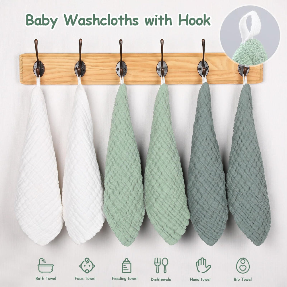 Looxii gradient green washcloth set in nursery ambiance.