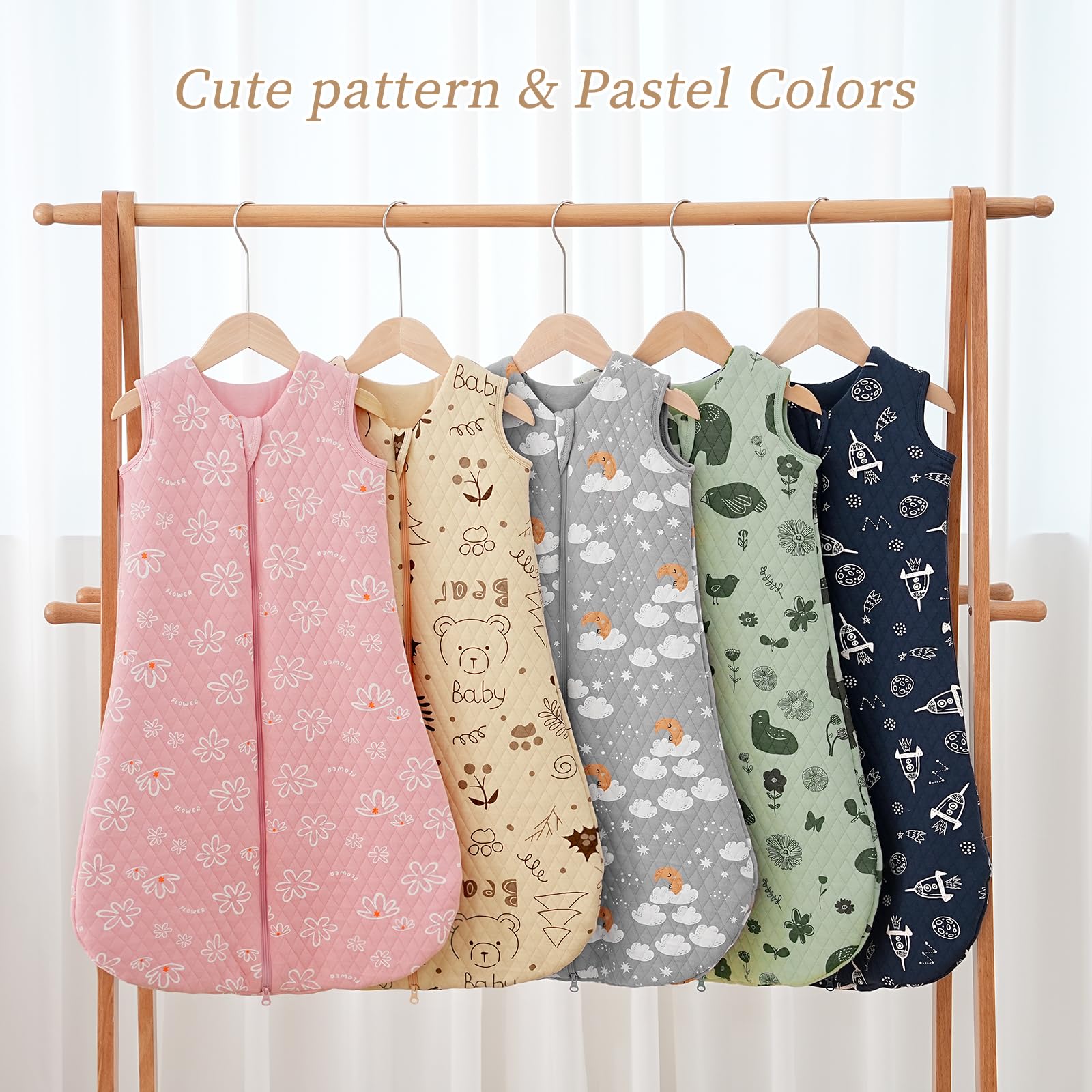 Looxii sleep sack care guide shows machine-washable durability and minimal shrinkage.